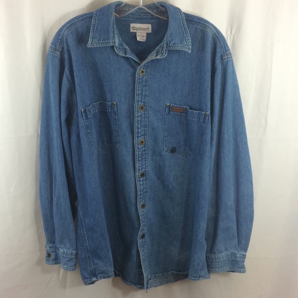 carhartt denim long sleeve shirt